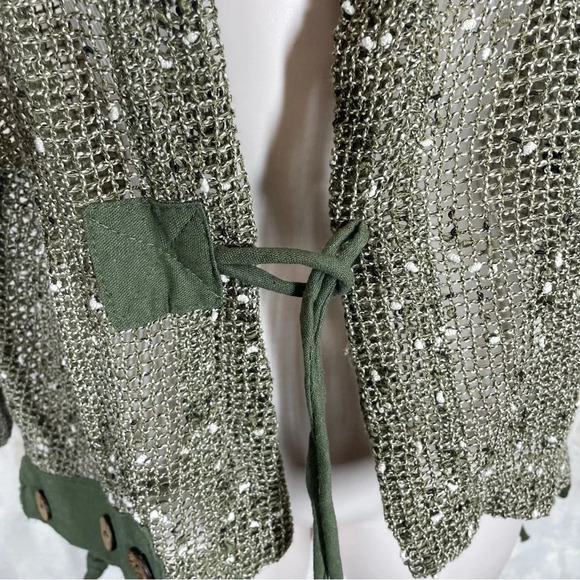 Kaktus open knit art to wear cardigan sweater green women’s small lagenlook - Picture 8 of 11